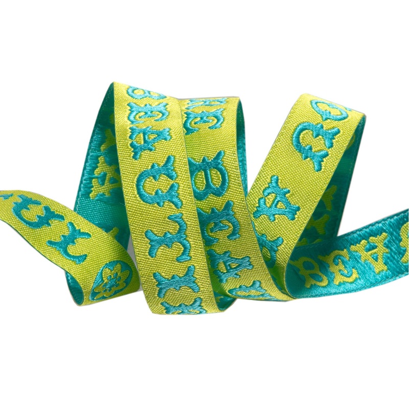 YOU ARE BEAUTIFUL Turquoise – 5/8″ width – by Amy Butler – One Yard