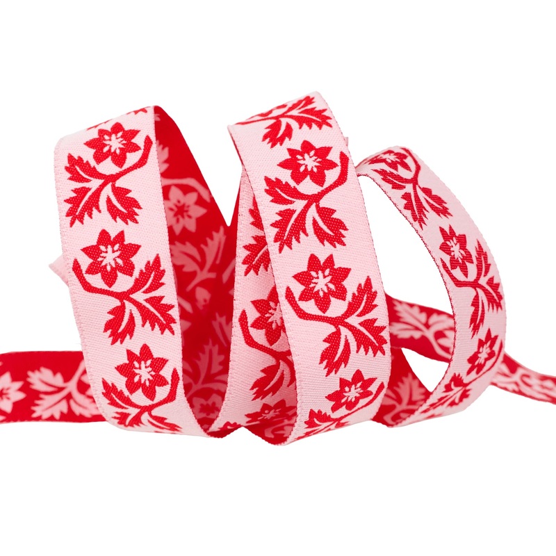 Buon Natale – Holly and Vine in Pomegranate – 7/8″ – by Joanna Figueroa – One Yard