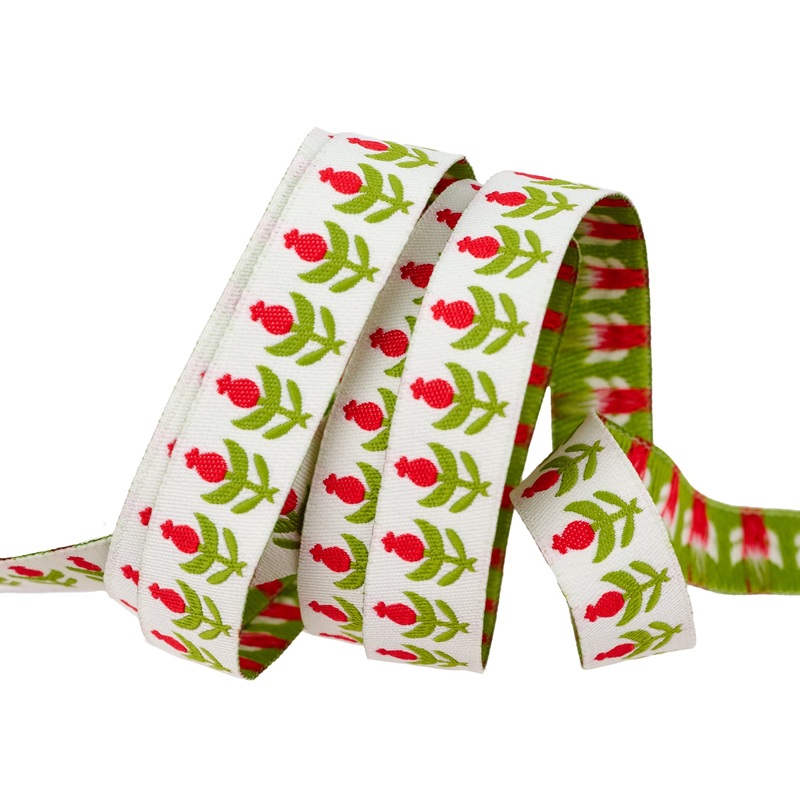 Buon Natale – Pomegranates in Ivory – 5/8″ – by Joanna Figueroa – One Yard