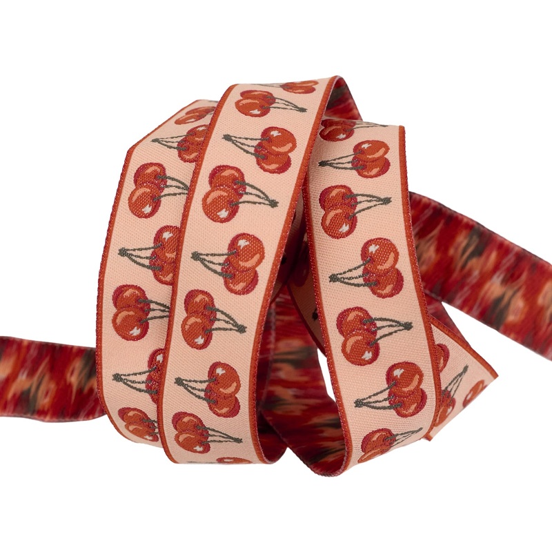 Cherries Jubilee in Light Coral – 7/8″ width – Farmstead by Stacy Iest Hsu – One Yard