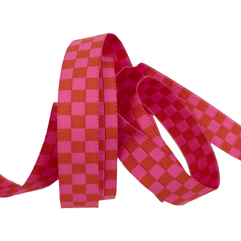 Mixtape – Checker in Cayenne – 5/8″ – by Alexia Abegg – One Yard