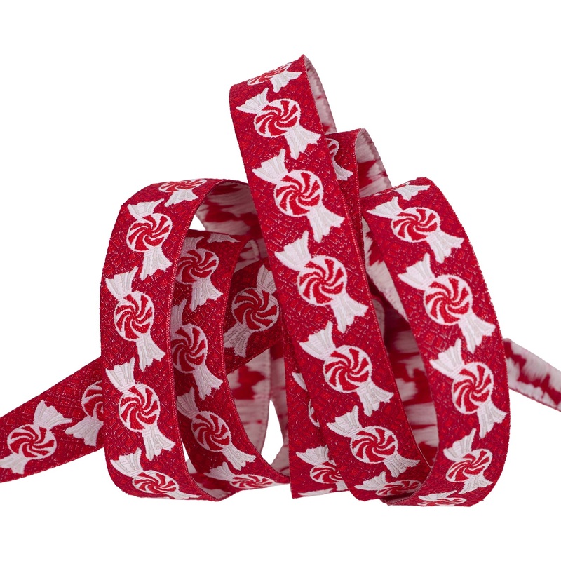 Peppermint Swirl – 5/8″ width – Gingerbread Christmas – One Yard