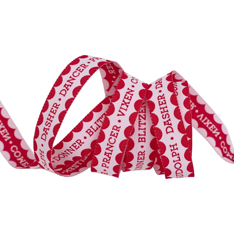 Reindeer Names – 5/8″ width – Classic Christmas – One Yard