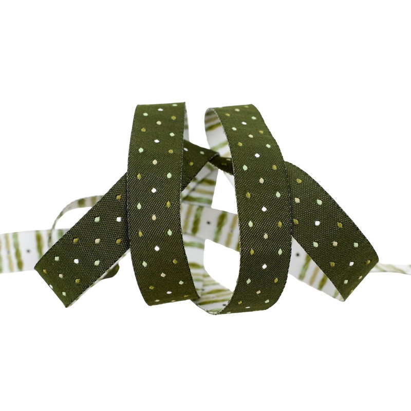 Berry and Pine – Magic Dot in Forest – 5/8″ width – by Lella Boutique – One Yard
