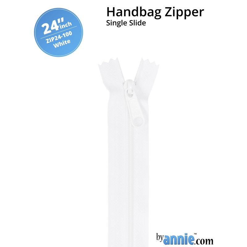24″ Handbag Zipper – Single Slide – White
