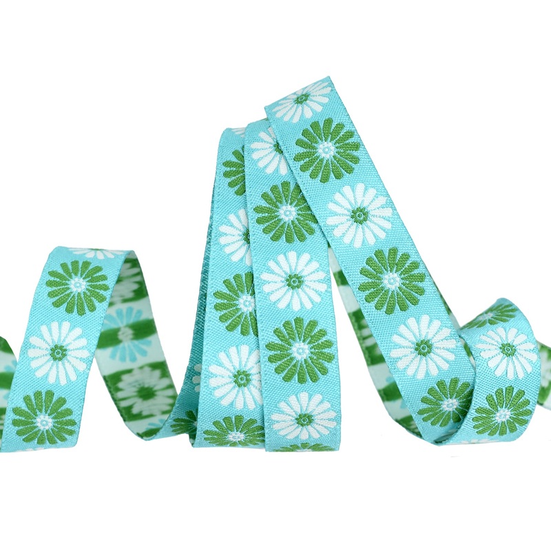 Best Day – Vintage Flower in Turquoise 5/8″  – by Melody Miller – One Yard