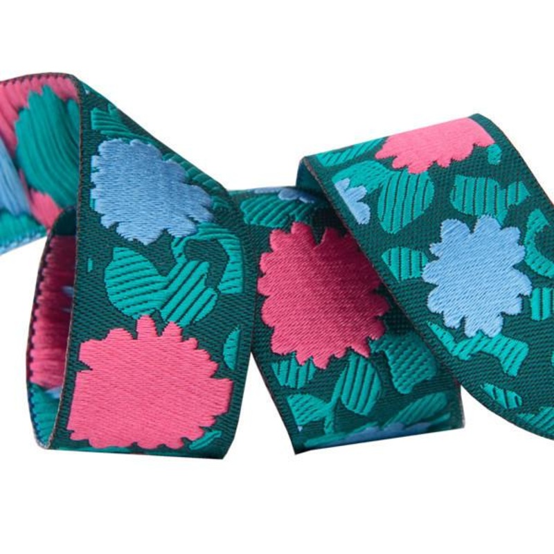 Coral & Blue Simply Bold Floral  – 7/8″ -by the yard