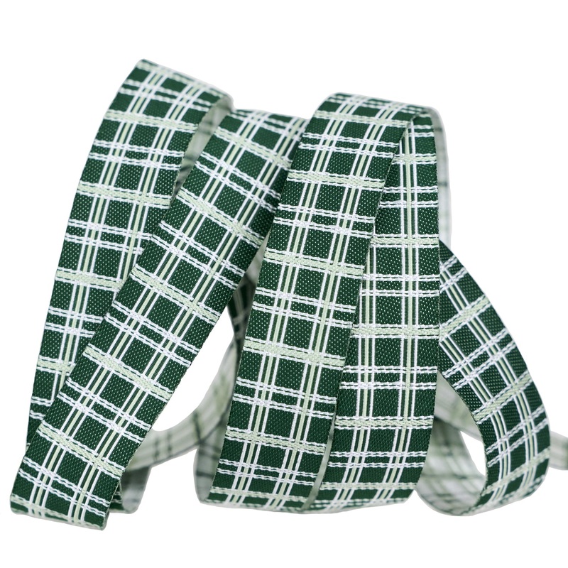 Mistletoe and Holly – Winter Plaid – 5/8″ width – by Beverly McCullough – One Yard