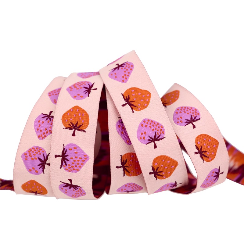 Strawberry – Strawberry in Peach Cream – 7/8″ width – by Kimberly Kight – One Yard