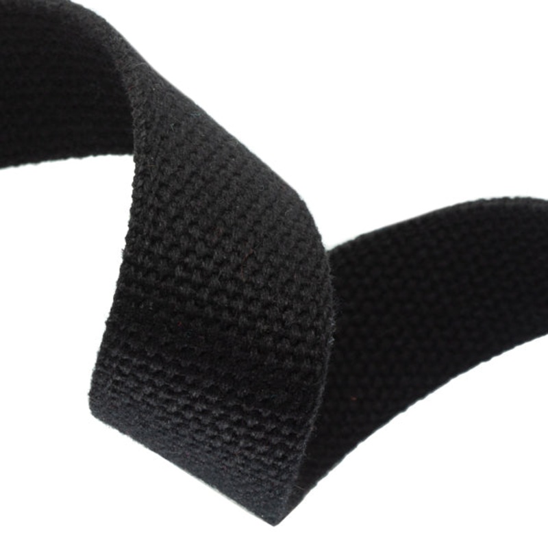 1.25″ Black Heavyweight Cotton Webbing