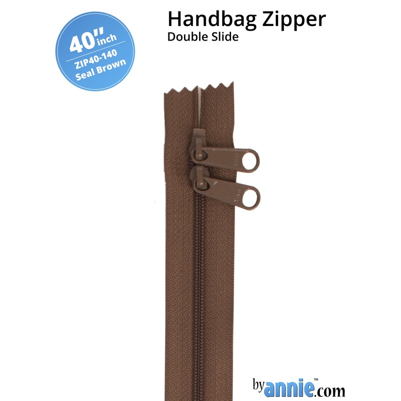 40″ Handbag Zipper – Double Slide – Seal Brown