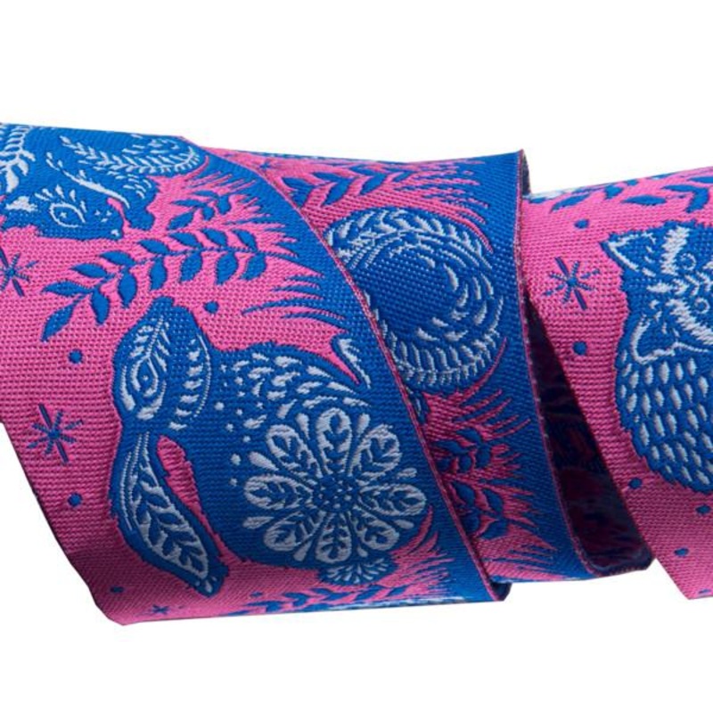 Animal Grandstand – Pink and Blue- 1-1/2″- by the yard