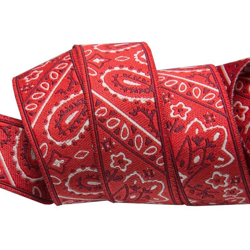 Bandana on Red- by Raphael Kerley – 7/8″ -by the yard