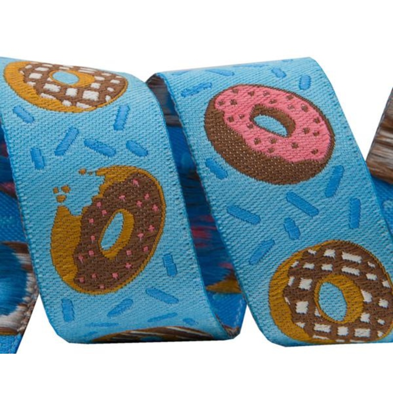 Donuts on Blue – 7/8″ width – One Yard