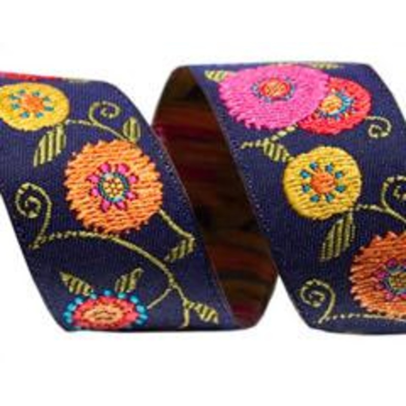 Suzani Flowers Ribbon by LFN Textiles – 7/8″ -by the yard