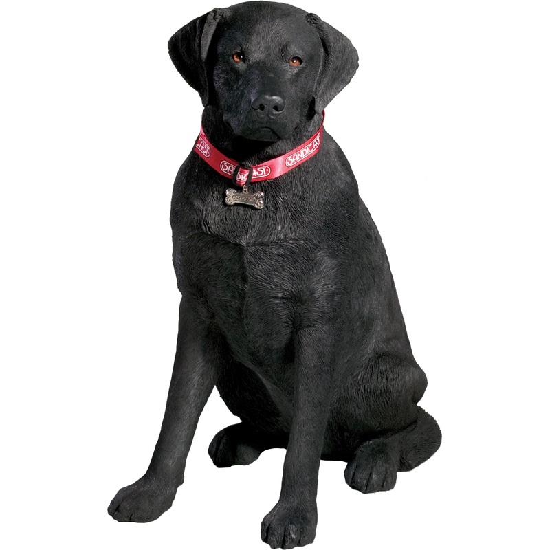 Sandicast “Life Size Large” Sitting Black Labrador Retriever Dog Sculpture