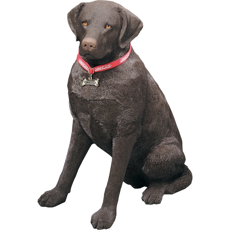 Sandicast “Life Size Large” Sitting Chocolate Labrador Retriever Dog Sculpture