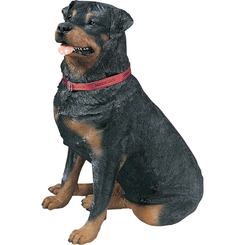 Sandicast “Life Size Large” Sitting Rottweiler Dog Sculpture