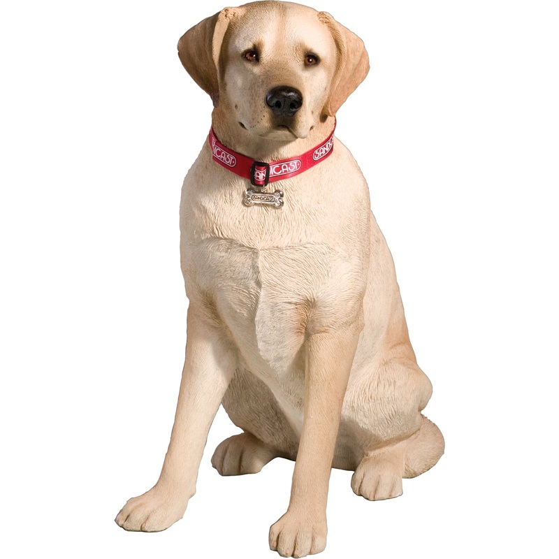 Sandicast “Life Size Large” Sitting Yellow Labrador Retriever Dog Sculpture