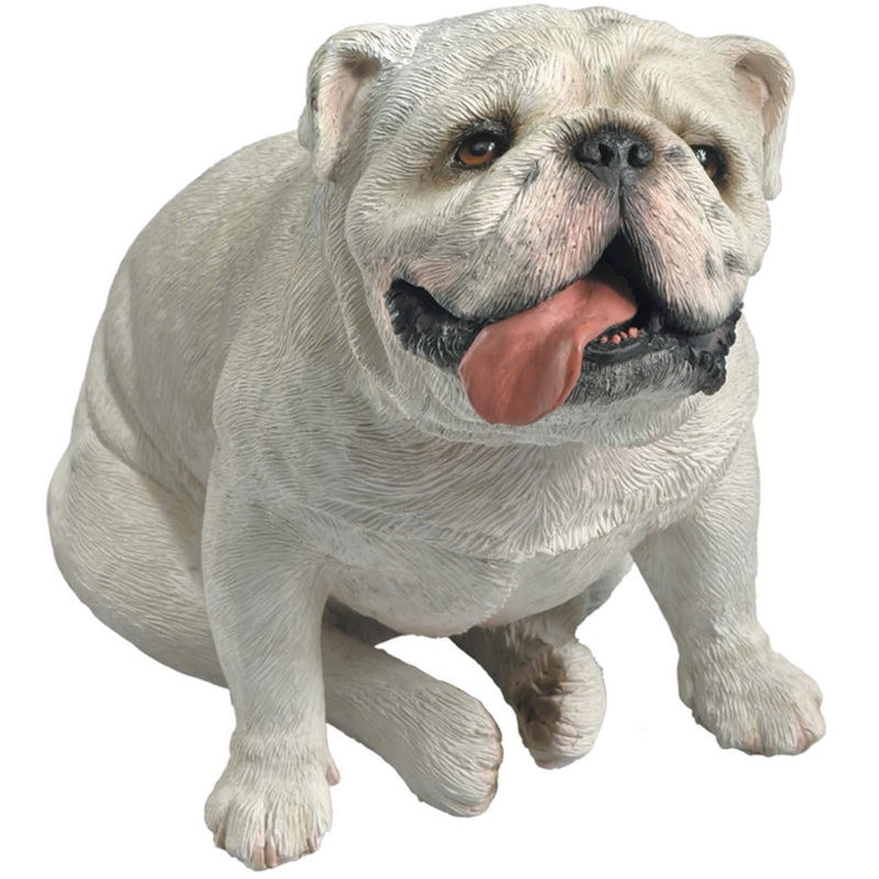 Sandicast “Mid Size” Sitting White Bulldog Sculpture