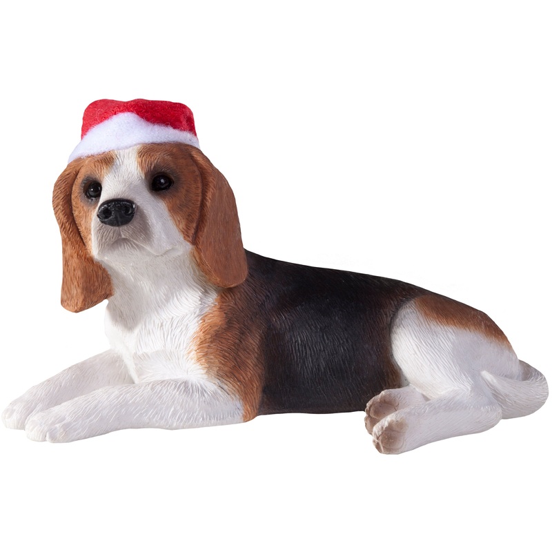 Sandicast Lying Beagle w/ Santa’s Hat Christmas Dog Ornament