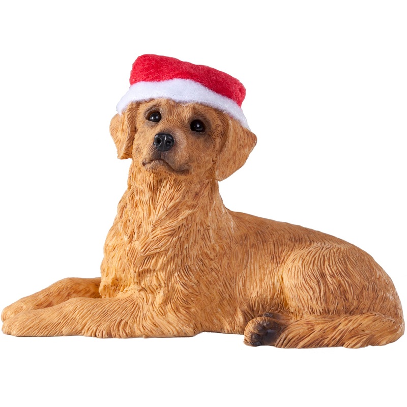 Sandicast Lying Golden Retriever w/ Santa’s Hat Christmas Dog Ornament