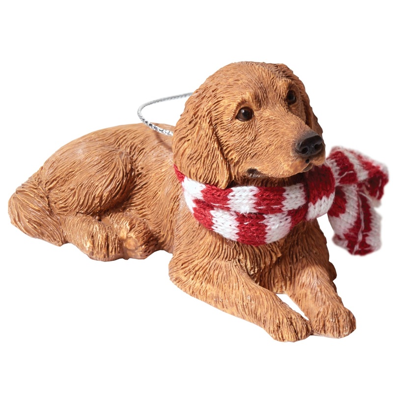 Sandicast Lying Golden Retriever w/ Scarf Christmas Dog Ornament