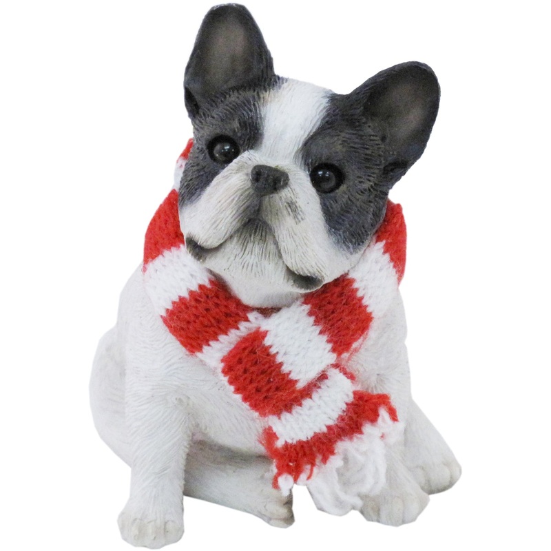 Sandicast Sitting Brindle French Bulldog w/ Scarf Christmas Dog Ornament