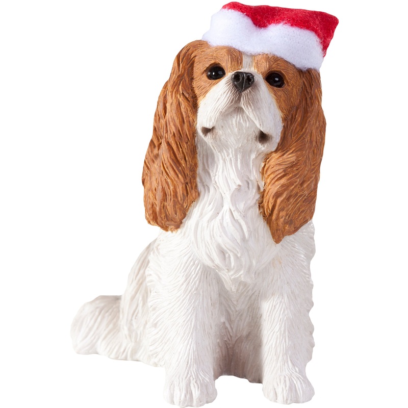 Sandicast Sitting Cavalier King Charles w/ Santa’s Hat Christmas Dog Ornament