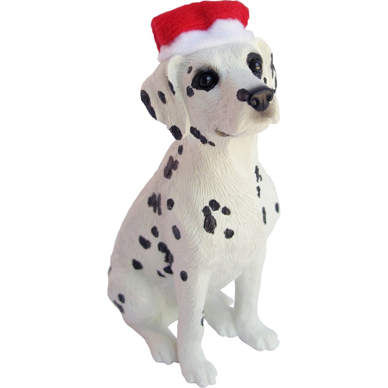 Sandicast Sitting Dalmatian w/ Santa’s Hat Christmas Dog Ornament