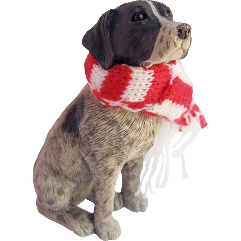 Sandicast Sitting German Shorthaired Pointer w/ Scarf Christmas Dog Ornament