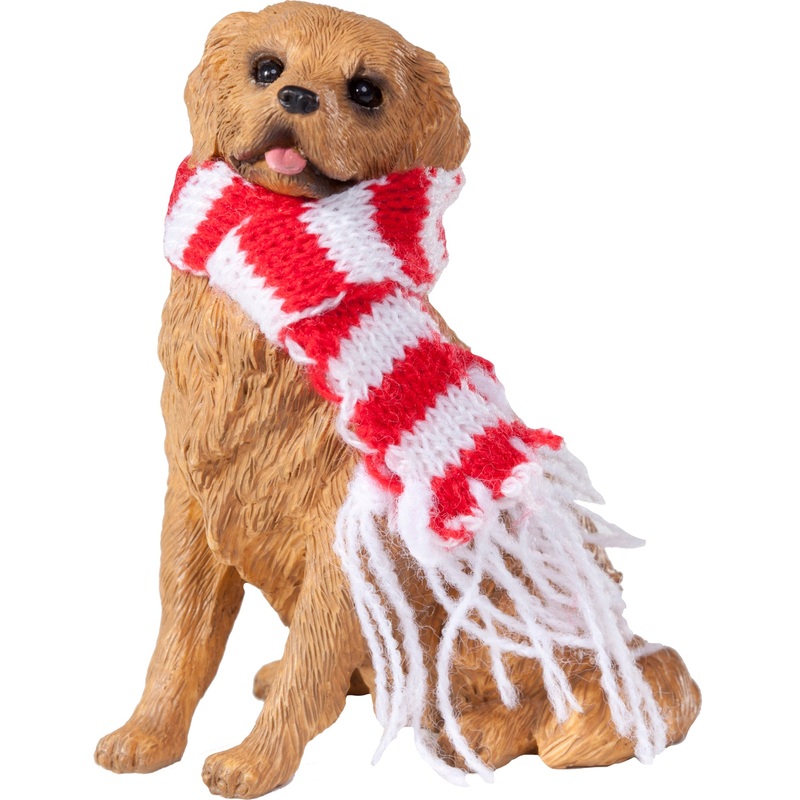 Sandicast Sitting Golden Retriever w/ Scarf Christmas Dog Ornament