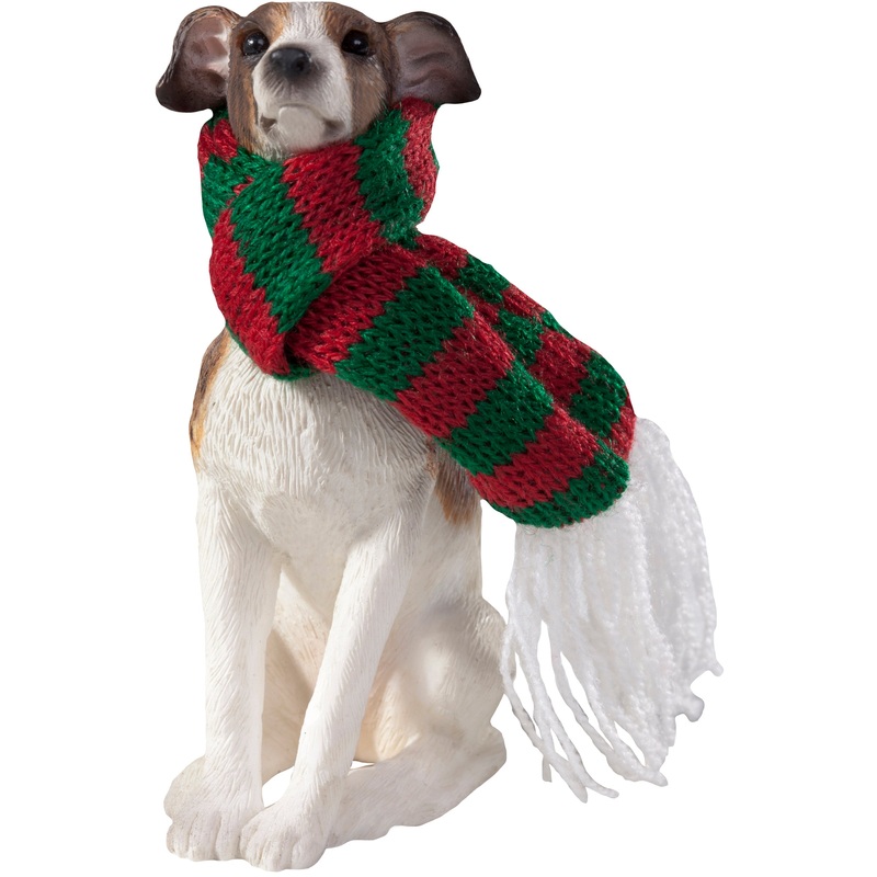 Sandicast Sitting Greyhound w/ Scarf Christmas Dog Ornament