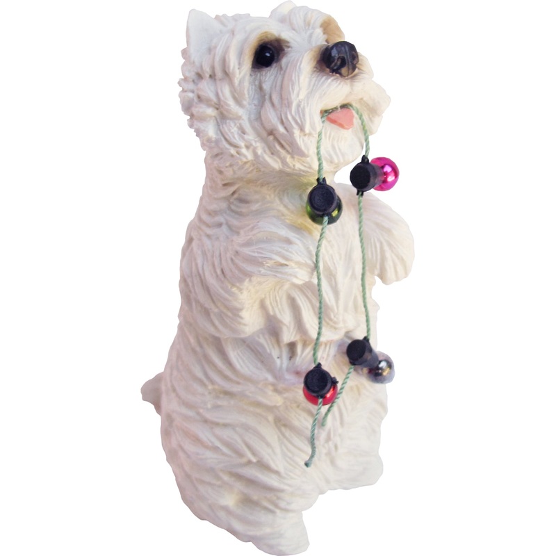 Sandicast Sitting Pretty West Highland Terrier w/ Lights Christmas Dog Ornament