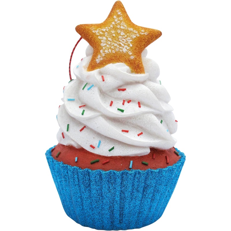 White Star Top Cupcake Christmas Tree Ornament