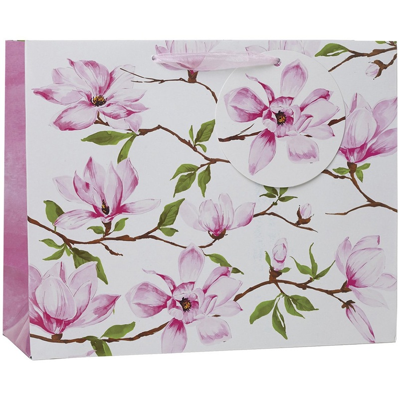 Large Gloss Floral Gift Bags, Magnolia
