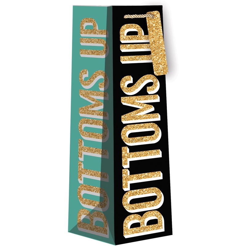 Wine Bottle Gift Bags, Bottoms Up with Holographic Accents