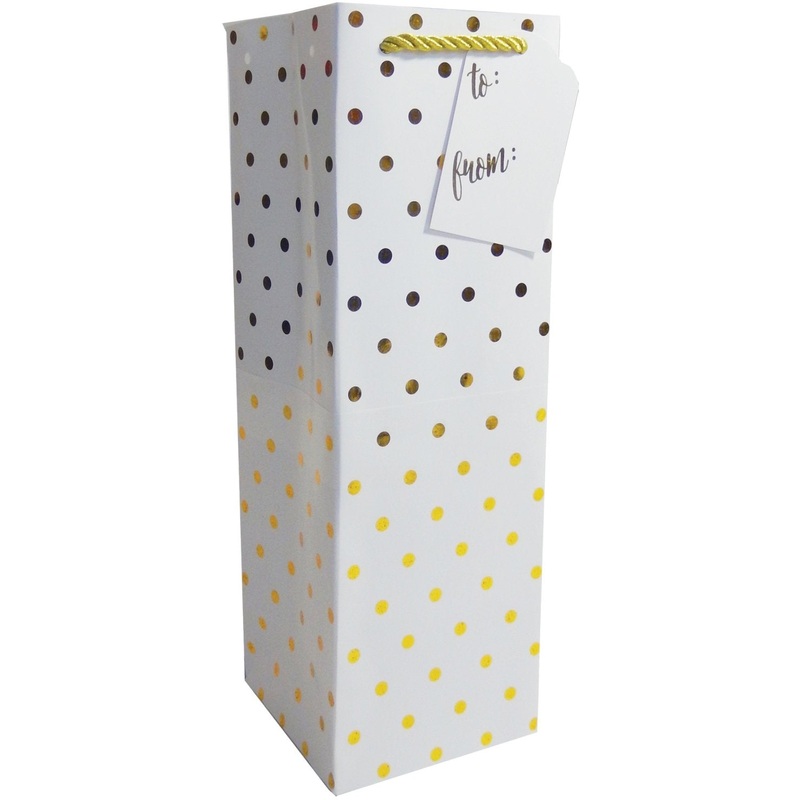 Wine Bottle Matte Elegant Gift Bags with Gold Foil, Clink