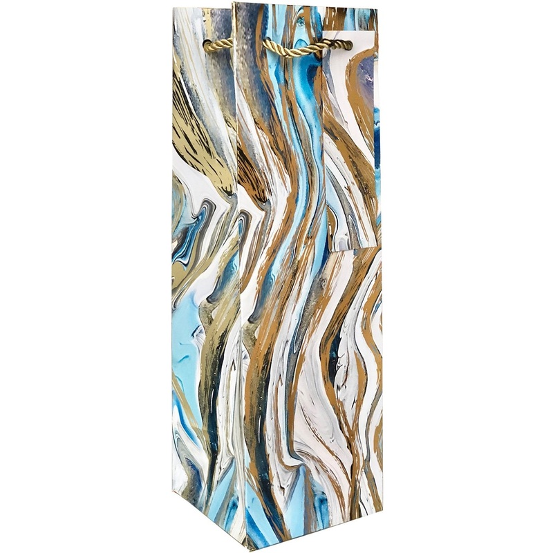 Wine Bottle Matte Gift Bags with Foil, Marbleized