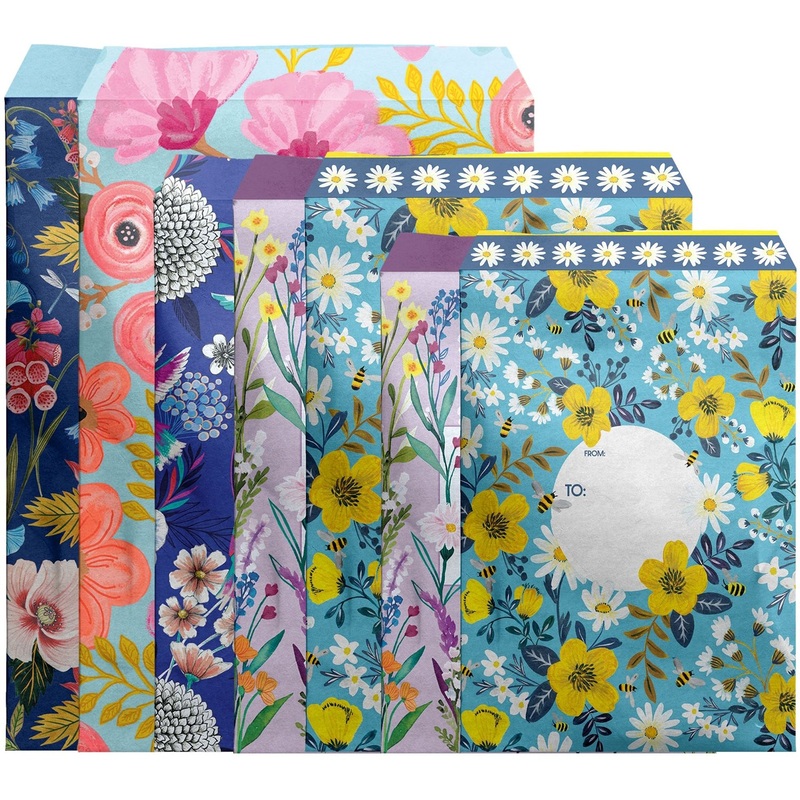 12 Count Floral Decorative Foam Padded Mailing Envelopes