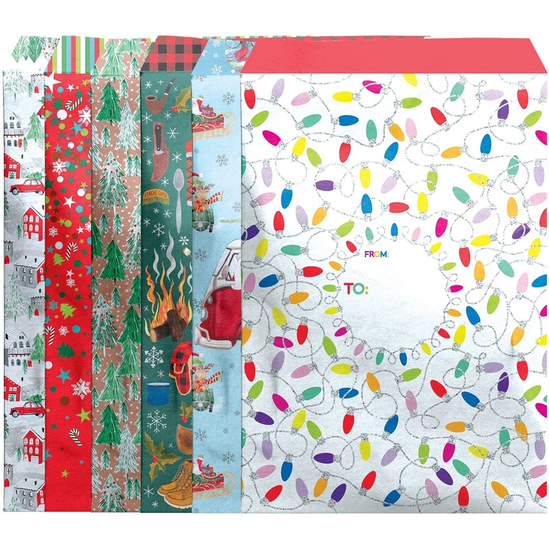 12 Count Large Christmas Decorative Foam Padded Mailing Envelopes
