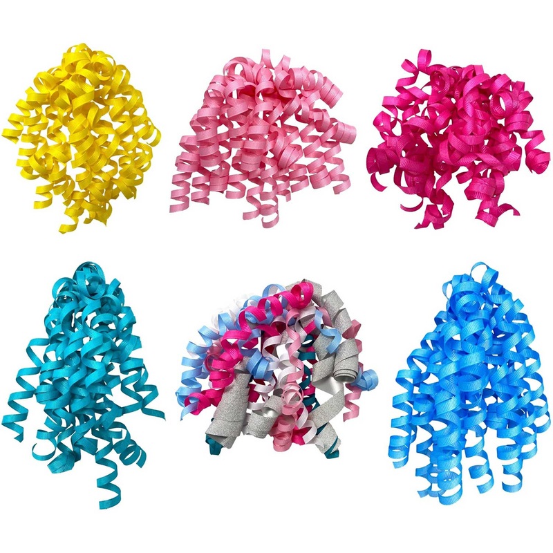 6-Count Self-Adhesive Baby Curly Bows Gift Wrap Accessory
