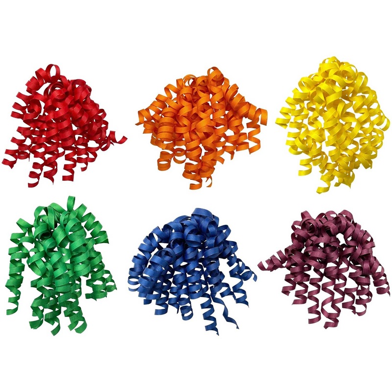 6-Count Self-Adhesive Dark Rainbow Curly Bows Gift Wrap Accessory