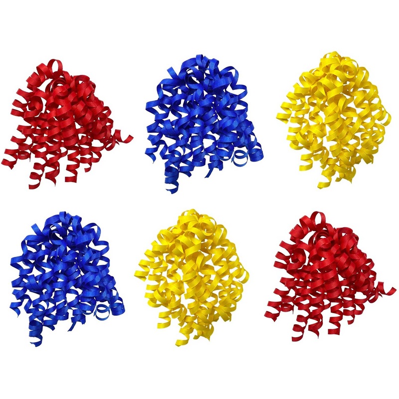 6-Count Self-Adhesive Primary Curly Bows Gift Wrap Accessory