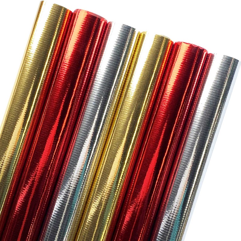 All Occasion Kraft Ribbed Foil Wrapping Paper Bundle with Cut Lines on Reverse