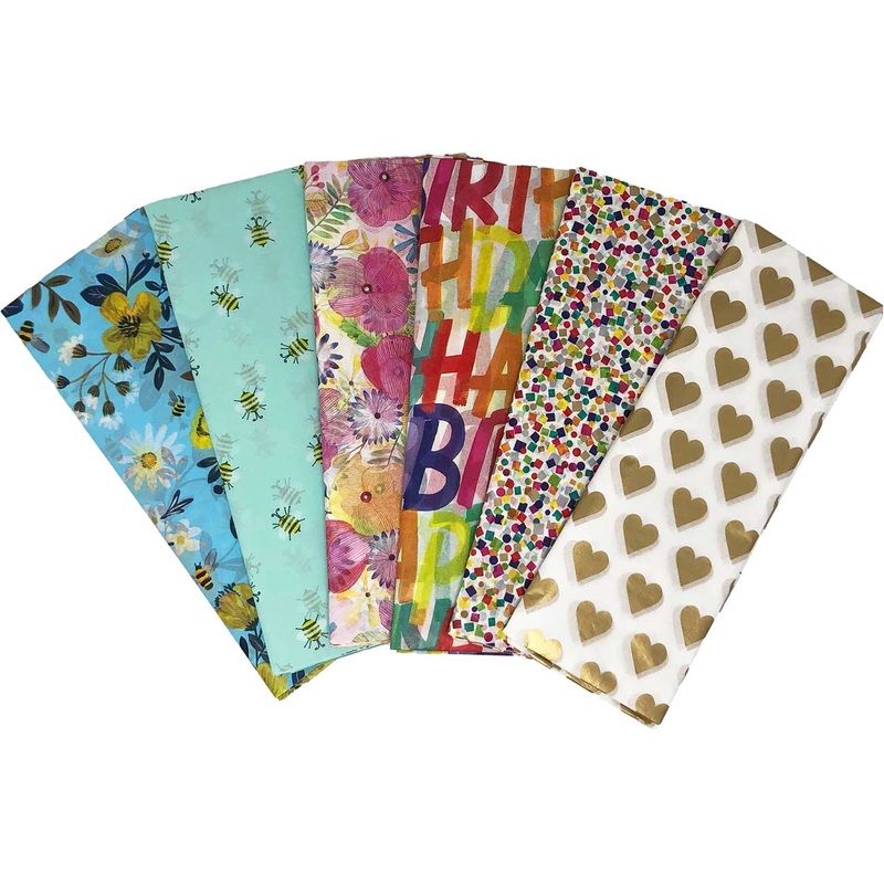 All Occasion Tissue Paper Assortment (Pack of 6 designs, 24 sheets total)