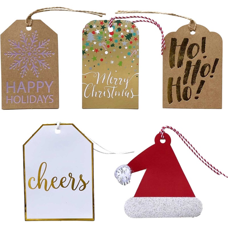 Christmas, Winter Holidays Gift Tags with Tie String