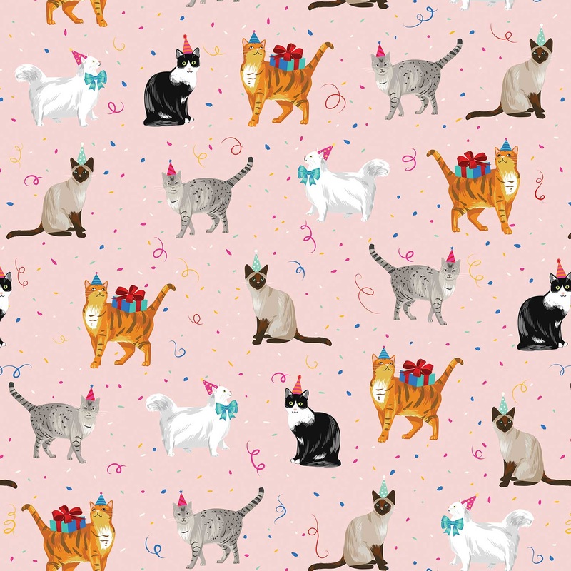 Festive Cats Birthday Gift Wrap