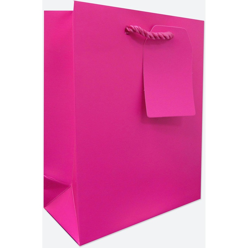 Heavyweight Solid Color Small Gift Bags, Matte Magenta