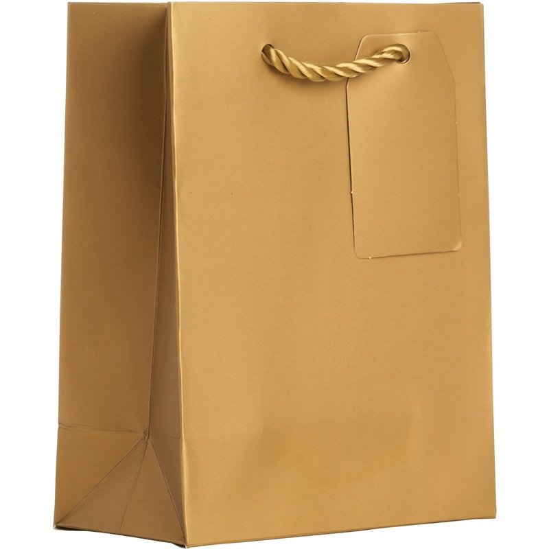 Heavyweight Solid Color Small Gift Bags, Matte Metallic Gold